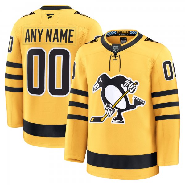 Men's Pittsburgh Penguins Gold Alternate Premium Custom Jersey