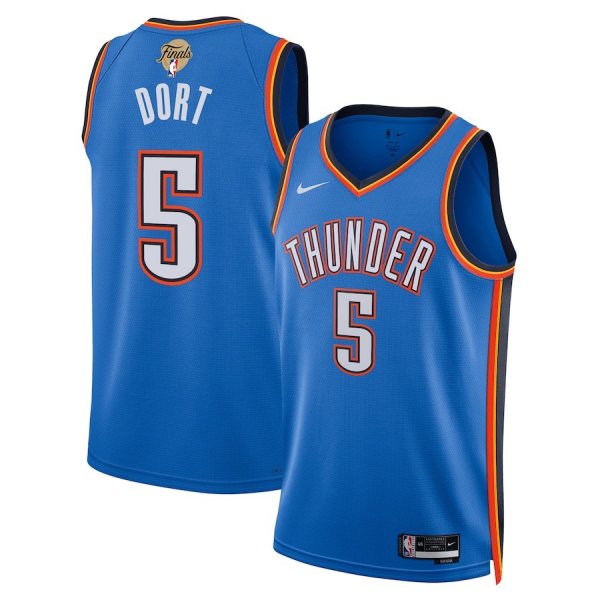 Men's Unisex Oklahoma City Thunder #5 Luguentz Dort Nike Blue 2025 NBA Finals Swingman Jersey - Icon Edition