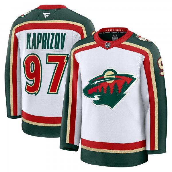 Men's Minnesota Wild #97 Kirill Kaprizov White 25th Anniversary Premium Player Jersey