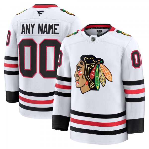 Men's Chicago Blackhawks White Away Premium Custom Jersey