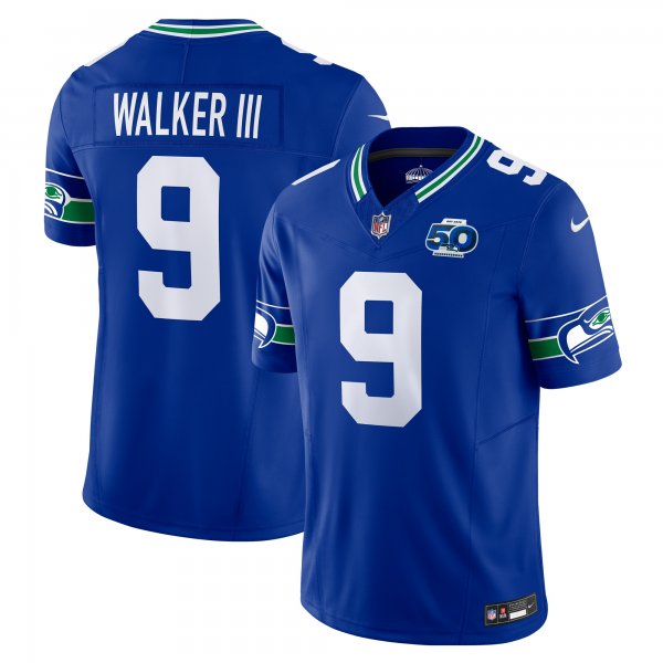 Men's Seattle Seahawks #9 Kenneth Walker III Nike Royal 50th Season Vapor F.U.S.E. Limited Jersey